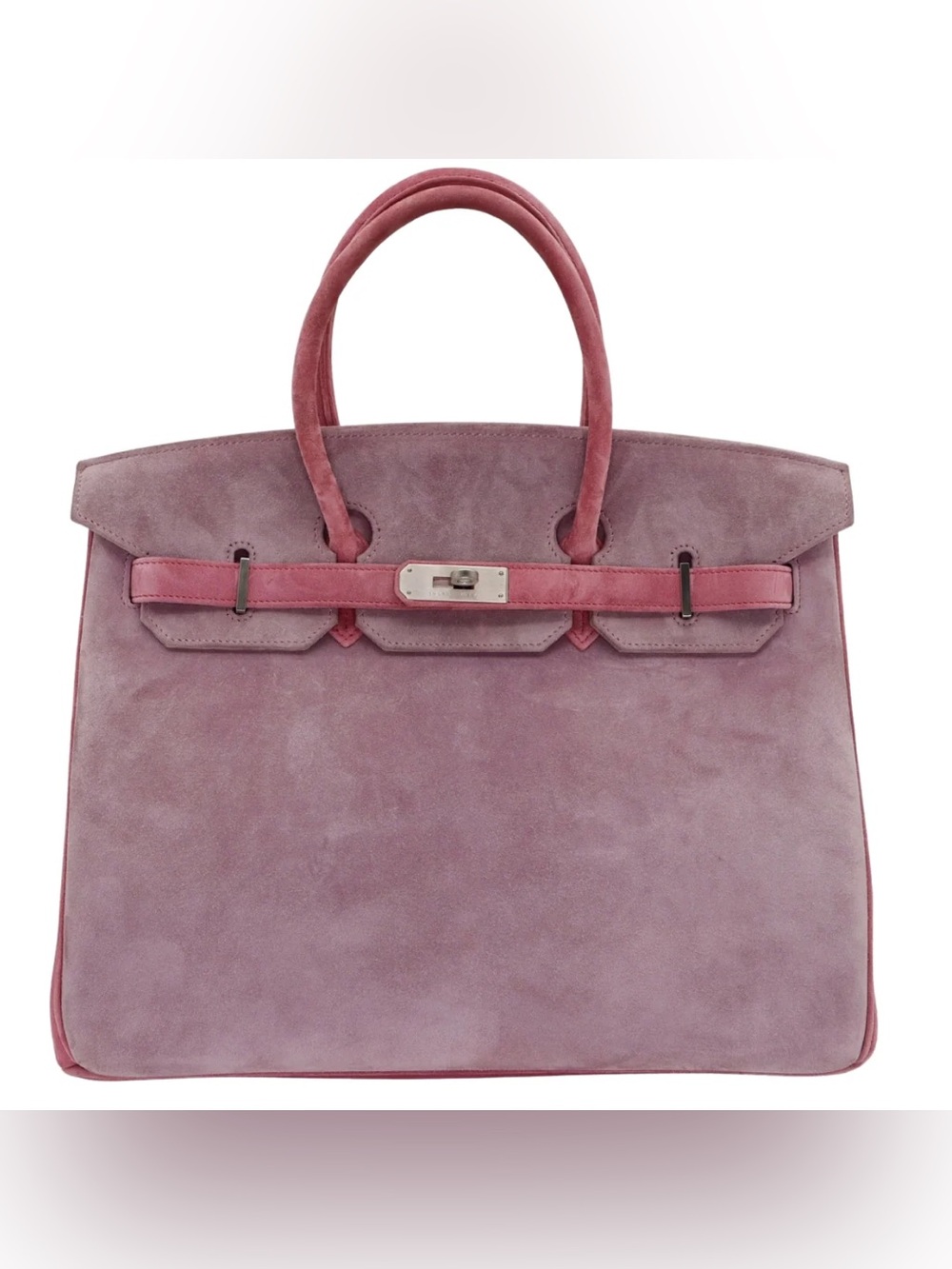 SUEDE DOBLIS IMPORTED BIRKIN 30 TOUCH PHW HANDMADE ROSE GENUINE CROCODILE PINK